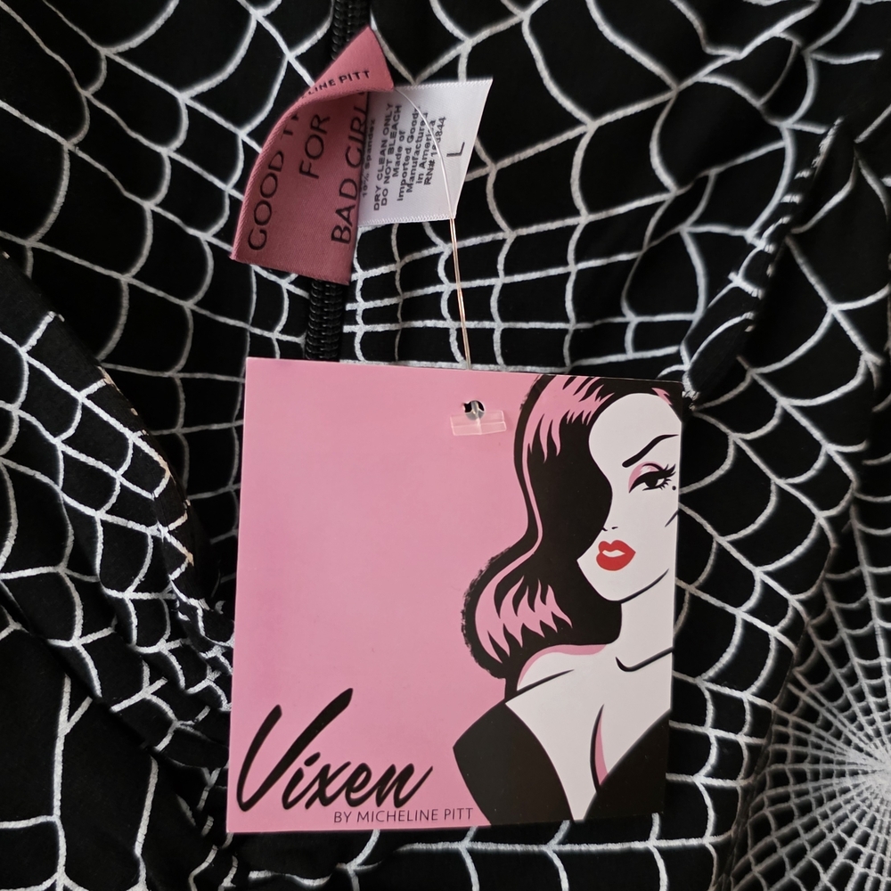 Final Price Drop - NWT Large Wicked Swing Dress in Vintage Spiderweb Print - Picture 3 of 5